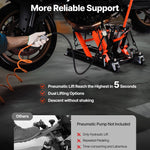 Motorcycle Lift, 1500lbs Weight Capacity, Hydraulic & Pneumatic Motorcycle Jack, 4.1-15 In Height Range, Heavy Duty Bike Repair Stand With Removable Ramp With 2 Casters For ATVs, Dirt Bike